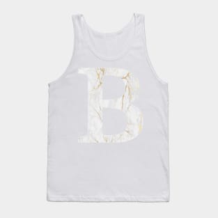 The Letter B White and Gold Marble Design Tank Top